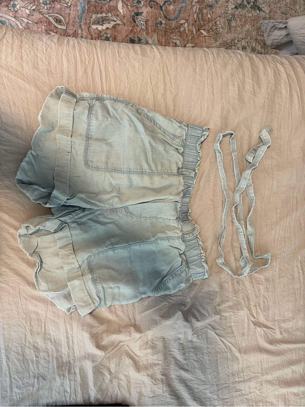 aerie Light Blue High-Waist Relaxed Shorts